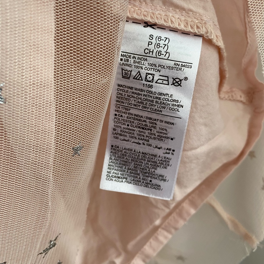 SOLD     Old Navy • Light Pink Silver Metallic Star Sheer Sleeves Long Dress - Picture 11 of 15